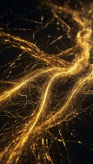 AI data transfer visualized as golden energy flow.