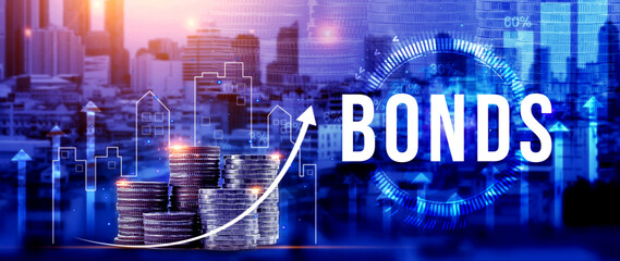 BONDS concept. Stock Market Finance concept, Investing in business, bond security indicates investor has provided loan issuer, Equivalent loan, Unsecured and secured bonds.