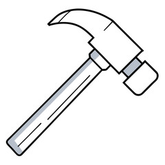 Cartoon illustration of a traditional claw hammer with a metal head and a wooden handle
