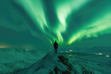 Aurora borealis: northern lights painting sky with vivid hues, a mesmerizing spectacle of natures light show, enchanting onlookers with its ethereal glow and dynamic movements across the horizon