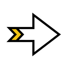 Graphic of a stylized rightward arrow with a double yellow accent