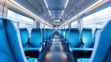 Empty interior of electric train cabin 