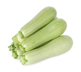 Many fresh ripe zucchinis isolated on white