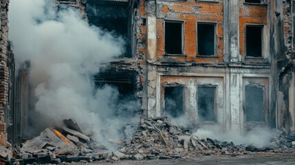 Abandoned Building in Smoke