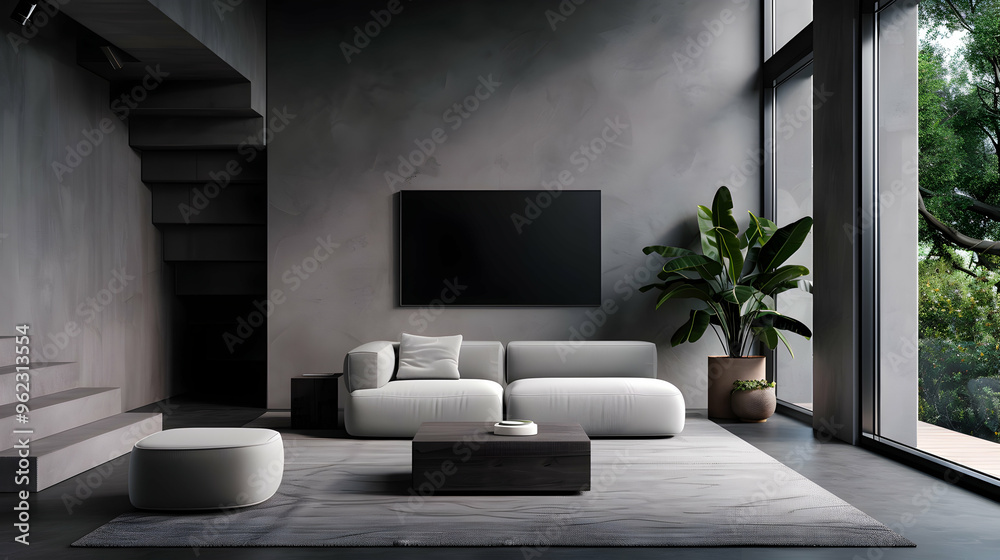 Sticker modern living room with sofa