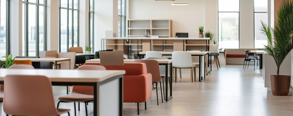 Modern co-working hub with flexible seating, quiet zones, and creative decor, catering to various work preferences