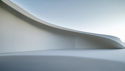 panorama 3D render of abstract futuristic architecture with empty concrete floor, product and car presentation background, copy space, Geometric structure design	
