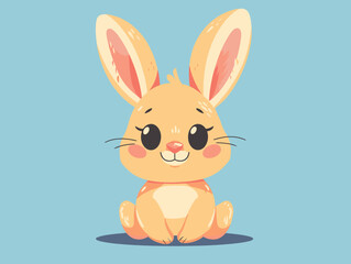 Cute hare on blue background vector illustration in flat style