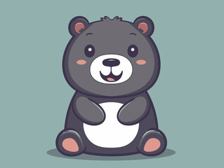 Obraz premium Cute cartoon bear sitting . Vector illustration.