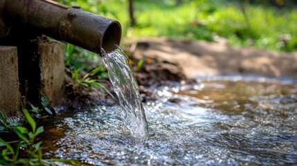 Natural Water Source with Flowing Stream
