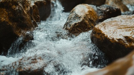 Tranquil Stream Flowing Over Rocks