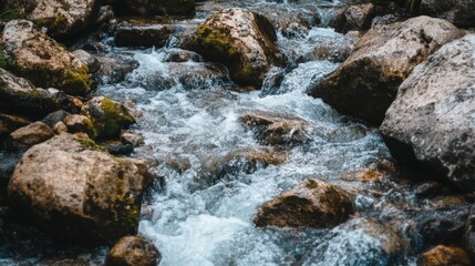 Tranquil Stream Flowing Over Rocks