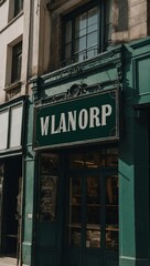 Dark green blank shop sign, ideal for customizing with your own text or graphics.