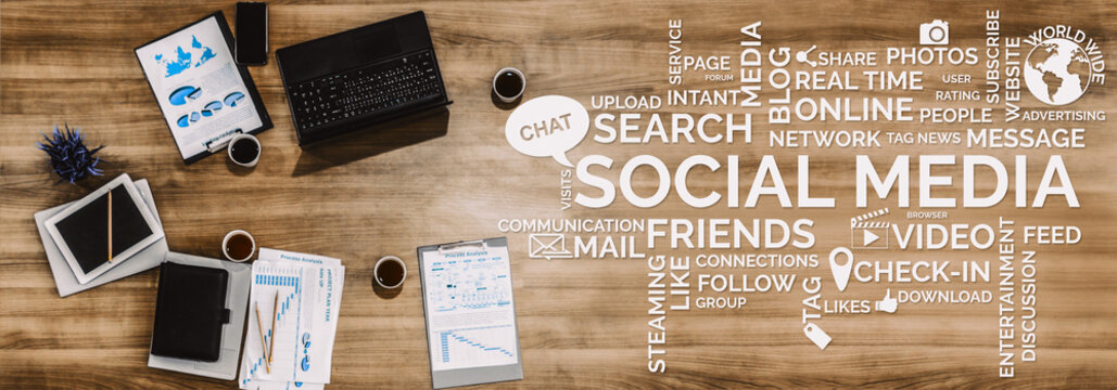 Social media and young people network concept. Modern graphic interface showing online social connection network and media channels to engage customer interaction in the digital business. uds