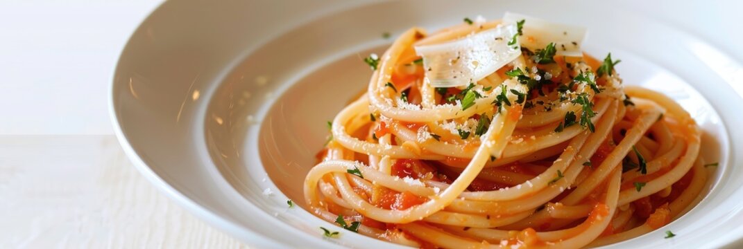 Whole wheat bigoli pasta dish with onions and salt-cured fish in a savory sauce.