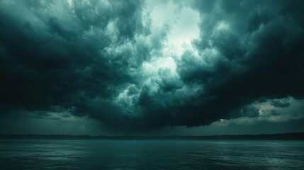 Overcast sky with dark clouds threatening rain, gloomy weather, moody atmosphere