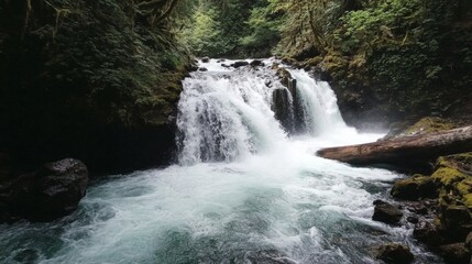 Naklejka premium Serene Forest Waterfall