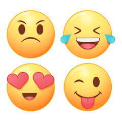 Smiling and Affectionate emojis modern set. Emoticons big set. Vector icons set. Social media emoji. Emoji faces