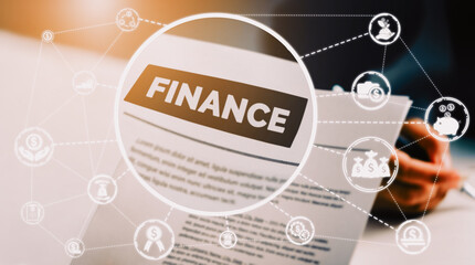 Finance and Money Transaction Technology Concept. Icon Graphic interface showing fintech trade...