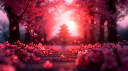 Low Angle Shot Pink Castle Surrounded Blossom
