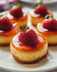 Mini Upside Down Strawberry Cakes 
