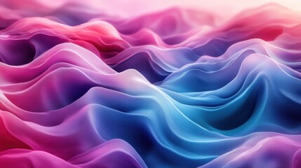 Fototapeta premium magenta and cyan waves blend in surreal scenery, developing motion and depth, for a concept banner design