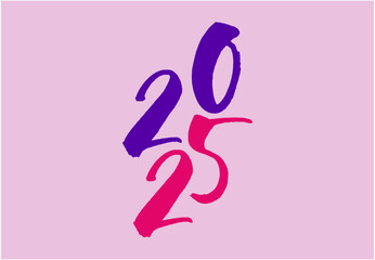 2025 Happy New Year Drawing Design Pink And Purple Abstract Vector Illustration