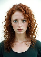 Fototapeta premium Portraits of a Red-Haired Woman with Freckles