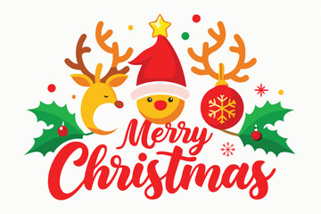 Merry Christmas typography sublimation t shirt design and clipart .