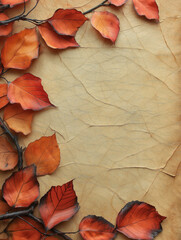 Old paper with leaves, free space for text.