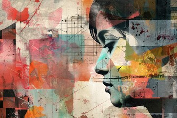 Fototapeta premium A close-up digital painting of a man's face with detailed features