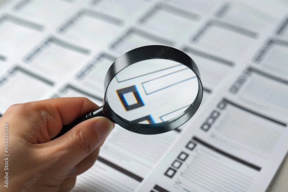 Poster a person studying a calendar with the help of a magnifying glass, perfect for use in education or de