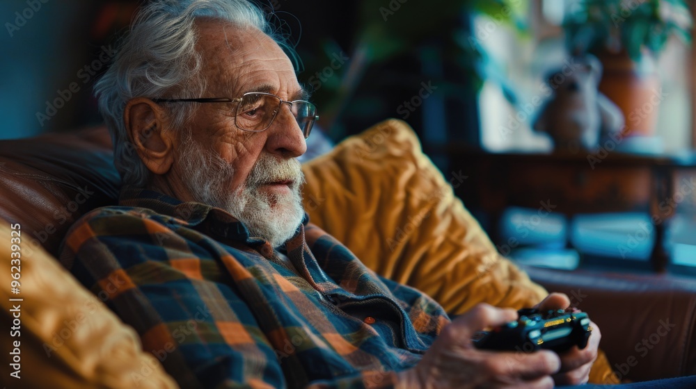 Aufkleber a person relaxing on the couch with a remote control
