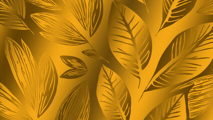 Luxurious golden botanical background. Printable wallpapers, covers, wall art, greeting card, wedding cards, invitations.