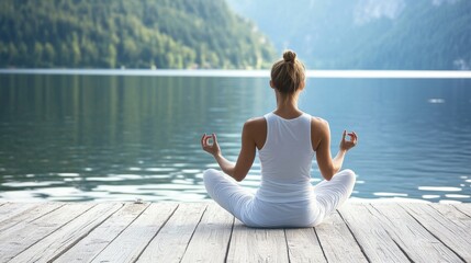 Fototapeta premium Serene Meditation by the Lake