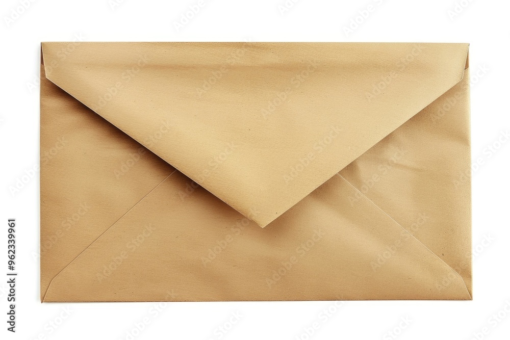 Poster a brown envelope with a simple white background, ideal for illustrations or designs related to commu