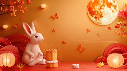 A rabbit sitting next to a candle