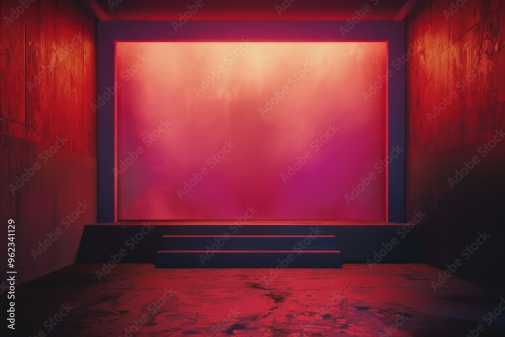 Aufkleber a dimly lit room with a single red light on the wall, perfect for use in scenes where attention is d