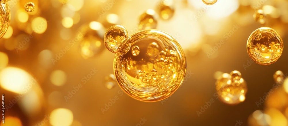 Poster Golden Bubbles Abstract Background