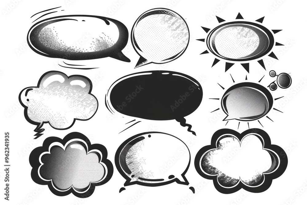 Aufkleber a collection of speech bubbles in different shapes and designs