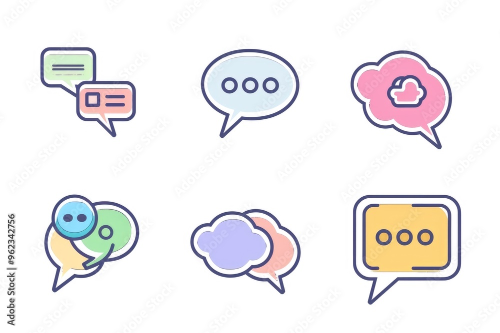 Aufkleber a collection of different colored speech bubbles