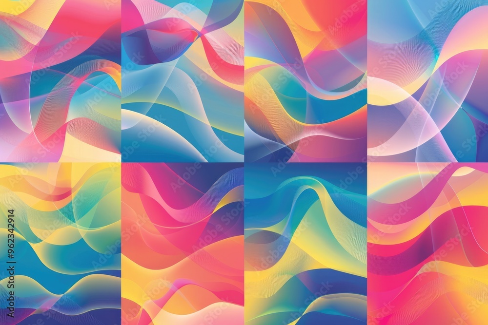 Poster A visual representation of four distinct color waves against a blue background