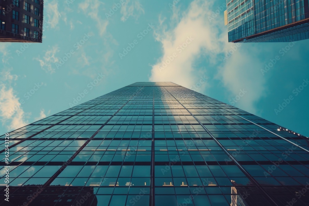 Aufkleber tall building with many glass windows and a modern design