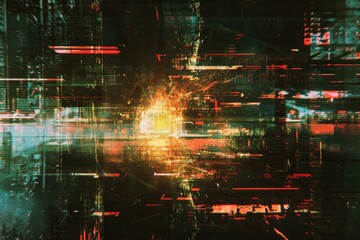 Fototapeta premium A digital image of a city at night, suitable for use in urban planning, architecture, or travel-related projects