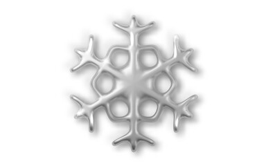 Silver realistic snowflake isolated on white background. Christmas vector 3d illustration.