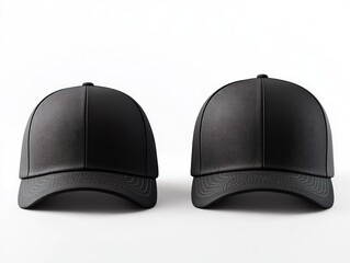 Two Black Baseball Caps Mockup