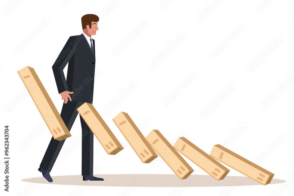 Aufkleber a businessman standing in front of a row of storage boxes, ideal for use in office or corporate sett
