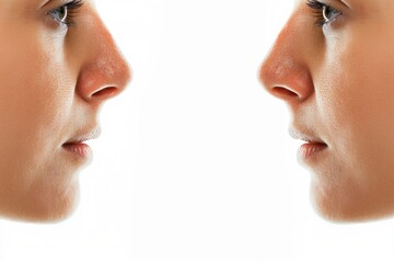 A detailed view of a human nose, useful for medical or scientific contexts