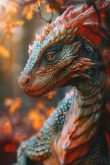 A close-up view of a detailed dragon statue