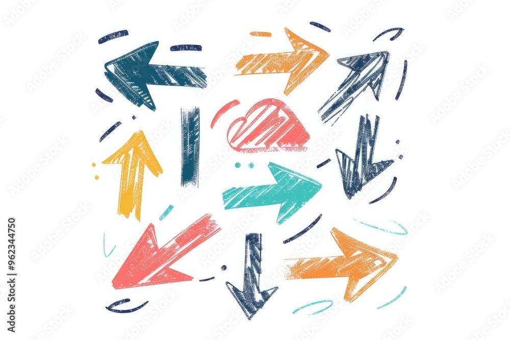 Poster A drawing of arrows pointing in various directions